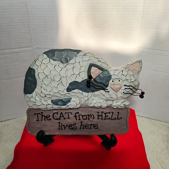 Cat Plaque Vintage 1996 Ganz (The CAT from HELL lives Here) - Picture 5 of 5